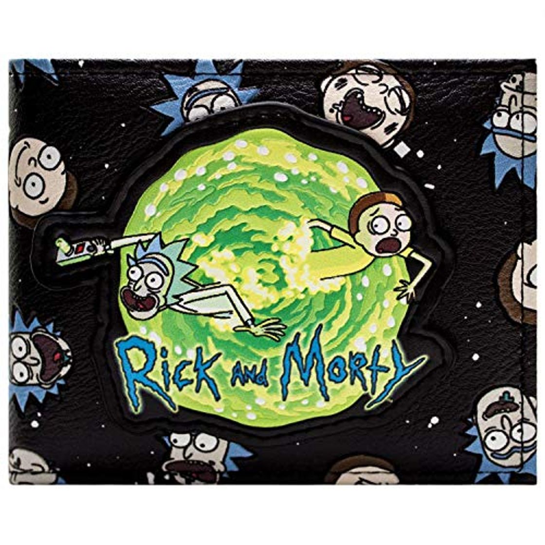 Moda Cartera de Rick and Morty Tiempo Portal de Viajes Pistola Negro