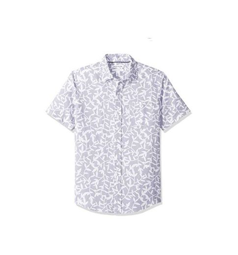 Amazon Essentials - Camisa de lino a rayas, de manga corta y