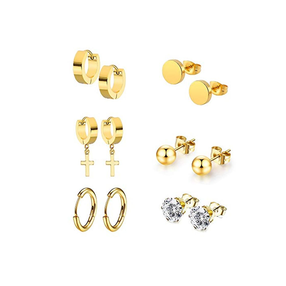 Social 6 Pares Acero Inoxidable Pendientes Aros Hombre Mujer Niña