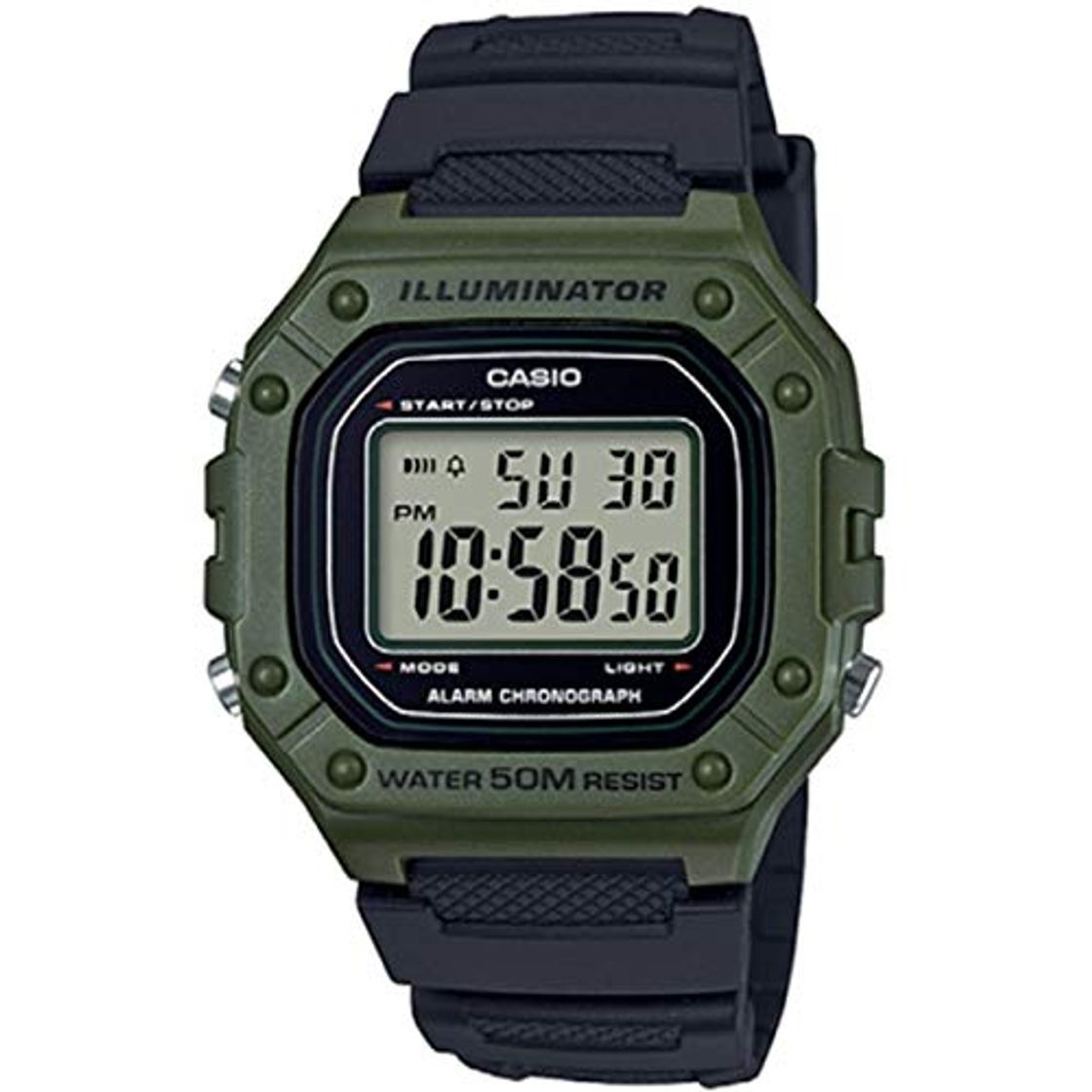 Social Casio Reloj Digital para Hombre de Cuarzo con Correa en Resina W-218H-3AVEF