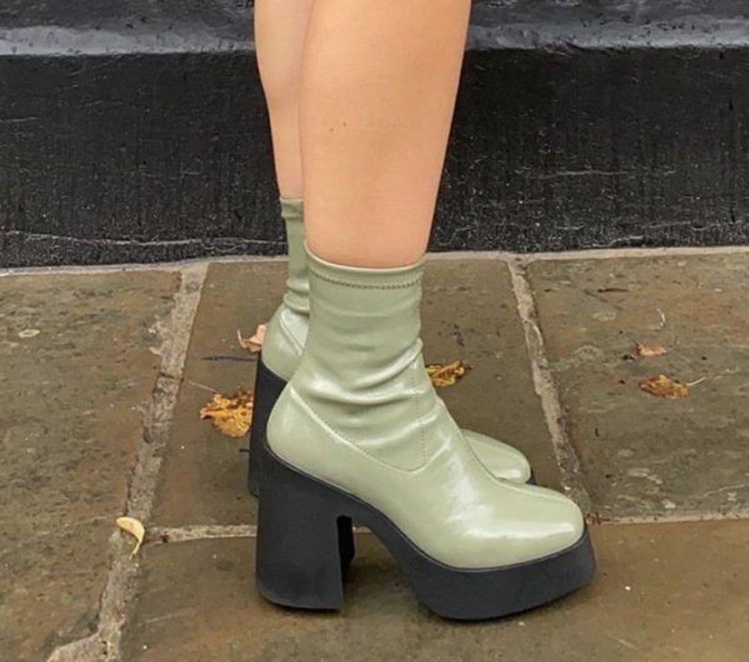 Fashion ASOS DESIGN Elsie high heeled sock boot in mint patent