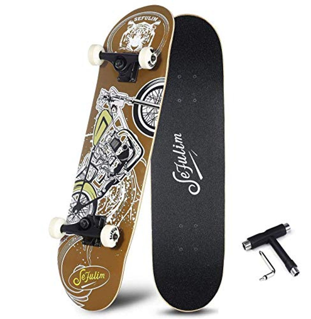 Products Sefulim Skull Skateboard Complete 31x8 Inches Double Kick Trick Skateboards Cruiser Penny