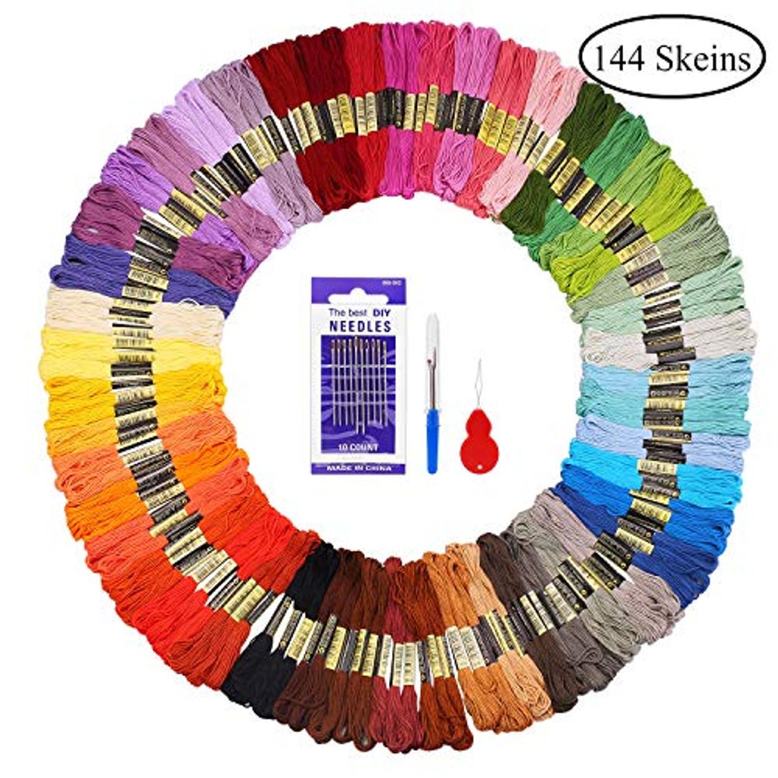 Madejas de Hilos 144 Madejas 48 Colores Fuyit Hilos de Bordar de