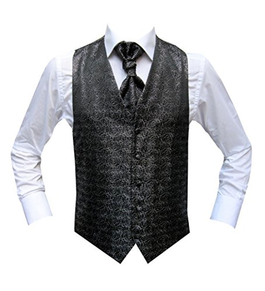 Social MUGA boda chalecos Juego con Plastron Negro 54