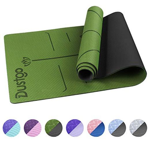 Dustgo Esterilla Yoga Colchoneta de Yoga Antideslizante con Material ecológico TPE con líneas corporales Yoga Mat diseñado para Entrenamiento y Entrenamiento físico