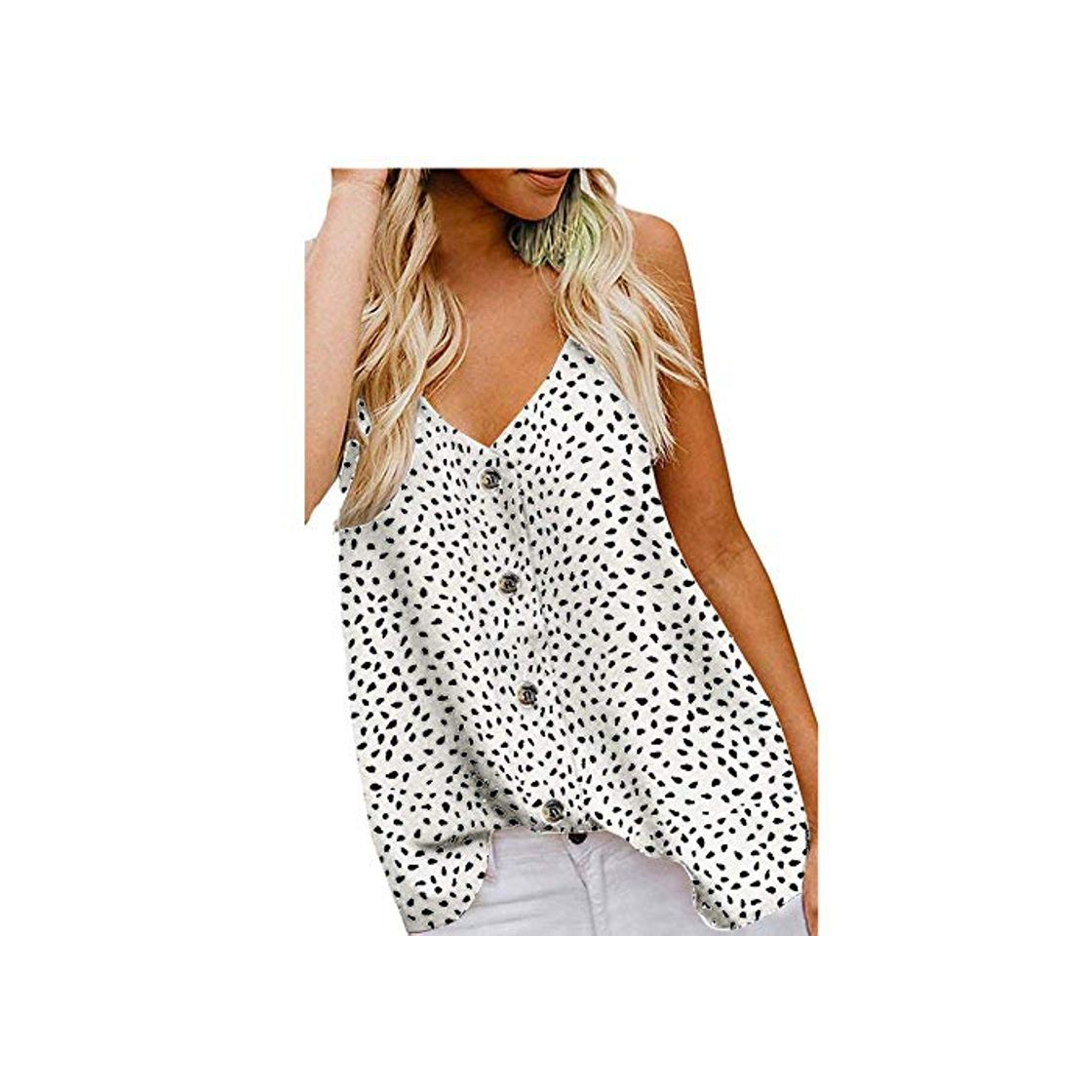 Moda Moda para Mujer con Cuello en V Chaleco sin Mangas Camisa botón Blusa Casual Tank Tops Mujer Manga Corta Gatos Camiseta con Estampado De Gato para Camisetas Deporte Talla Grande Camisetas Tirantes