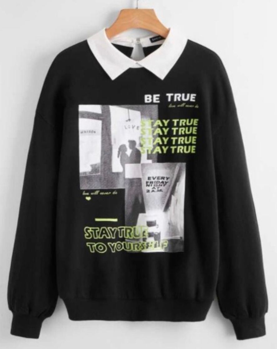 Moda SHEIN Letter and Figure Graphic 2 In 1 Sweatshirt 