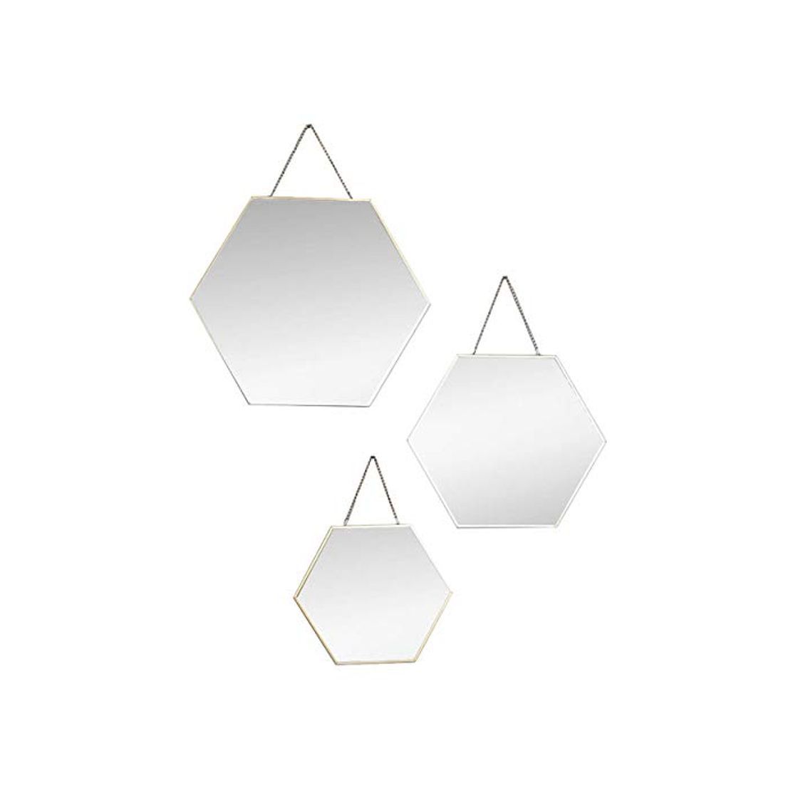 Product Espejo de Pared Geométrico, Juego de 3 Espejos Hexagonales Dorados, Decoración Moderna