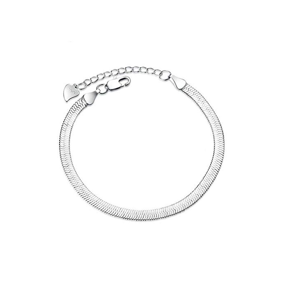 Social Nobrand Plata De Ley 925 Cadena De Eslabones De Serpiente Plana Cierre De Langosta Pulsera Ajustable para Mujeres Hombres Pulseira Masculina 24 Cm