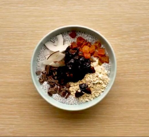 Chia pudding bowl with prunes