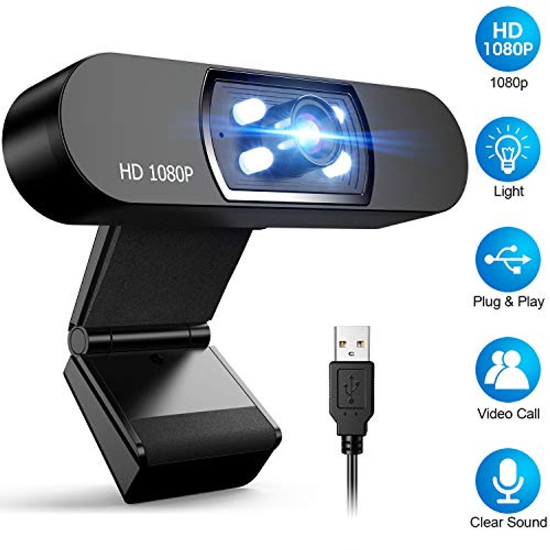 Producto Zacro Cámara Web Full HD 1080P con luz Selfie y Micrófono