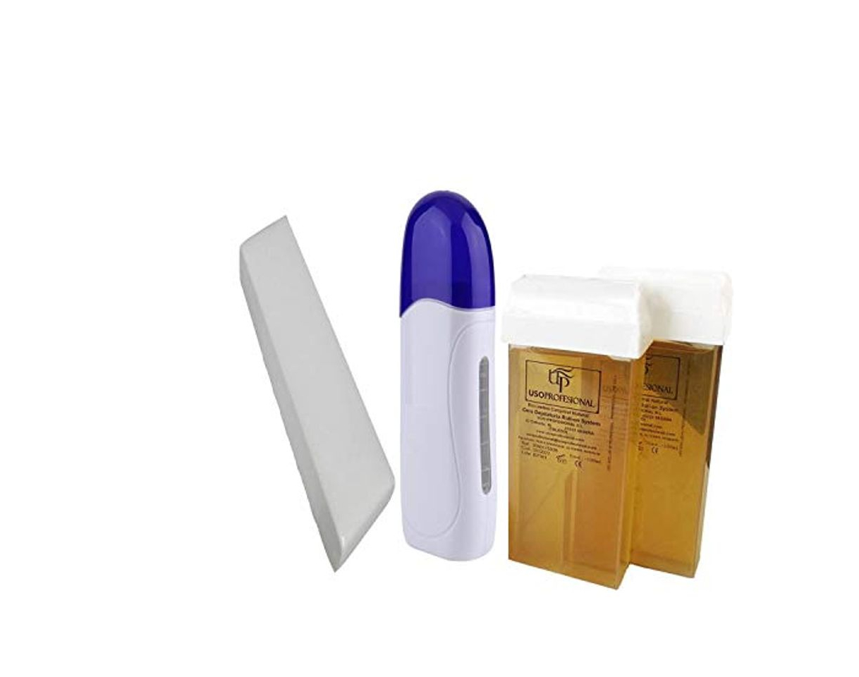 Social Kit de Depilación Profesional, 1 Calentador de Cera Tibia Roll-on, 2 Cartuchos