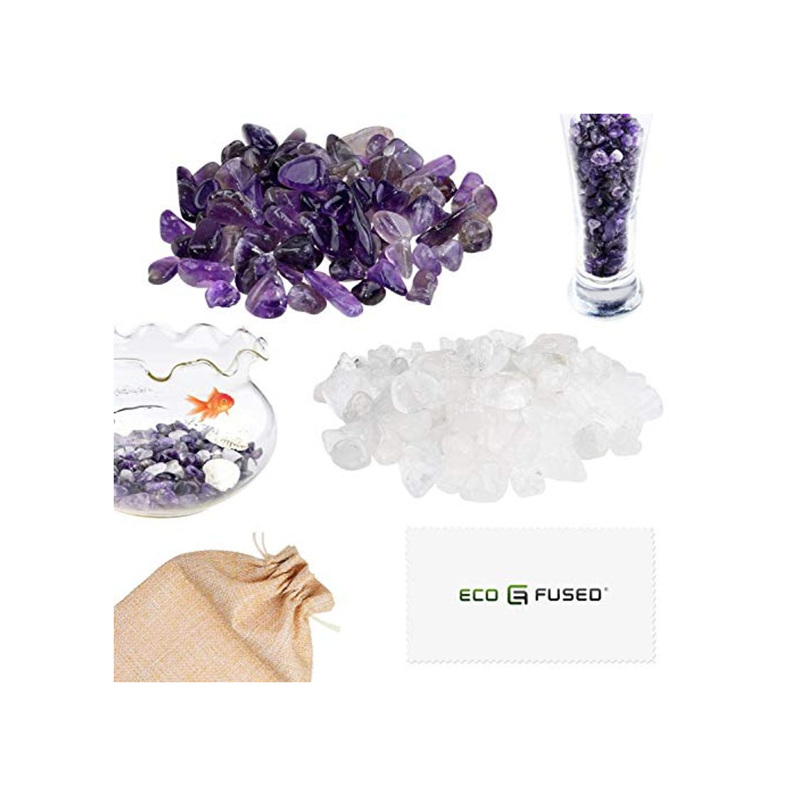 Social Eco-Fused Piedras de Cristal Pulidas Amatista y Cuarzo – Piedras Naturales con