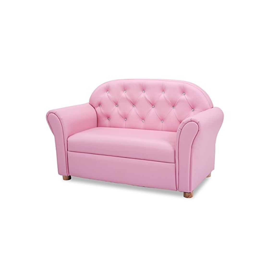 Social COSTWAY Sofá para Niños de 2 Plazas Sillón para Infantil Sofá Princesa Mueble para Niña para Dormitorio Salón Color Rosa
