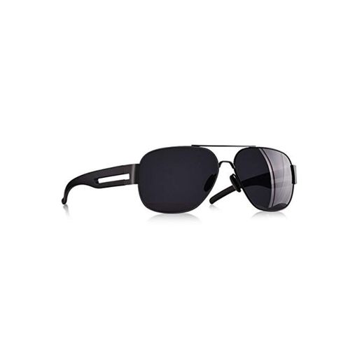 KJGTRMen's sunglassesGafas de sol para hombre Marca Marco de metal TR90 Gafas de sol masculinas polarizadas de gran tamaño para hombres gafas oculos masculino C1Negro