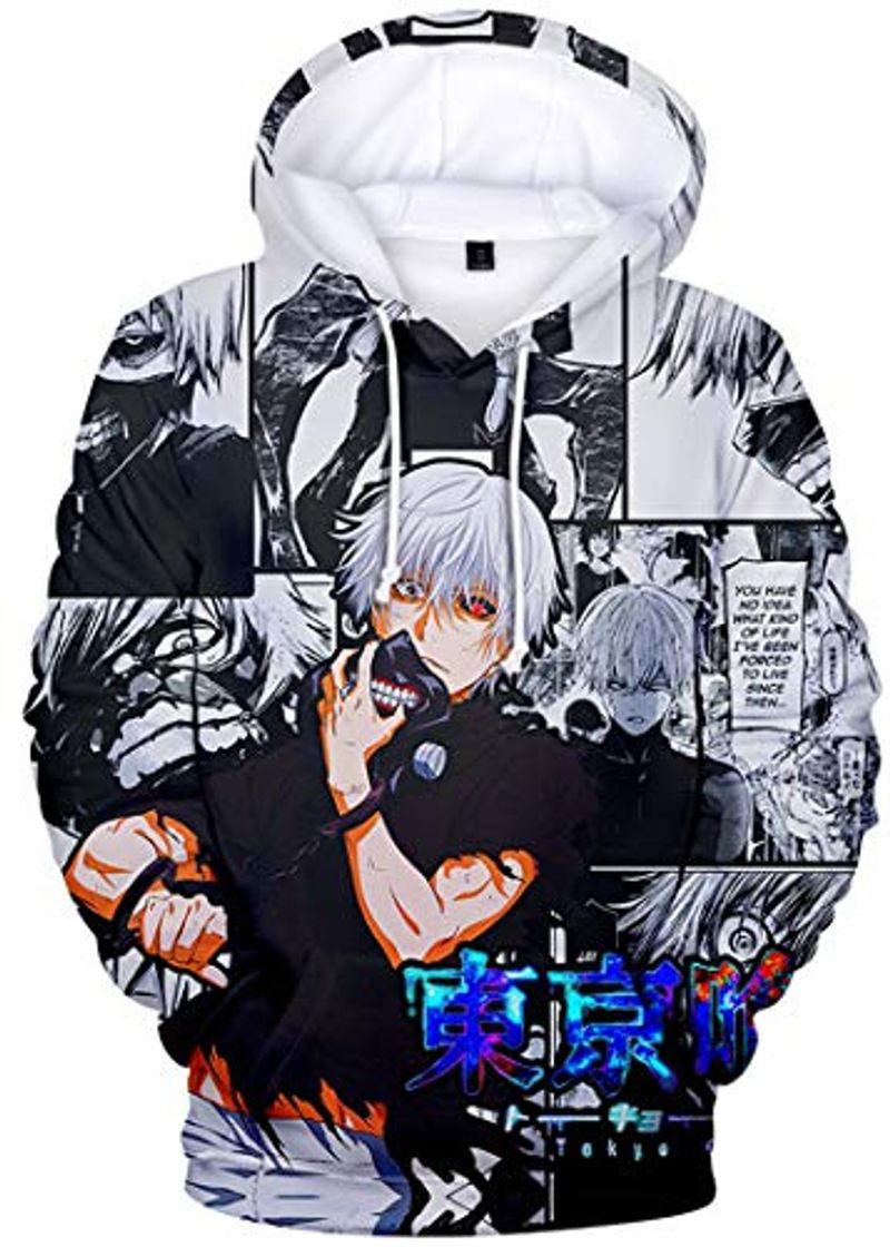 Fashion Silver Basic Sudadera con Capucha de Manga Larga para Hombre Anime Tokyo