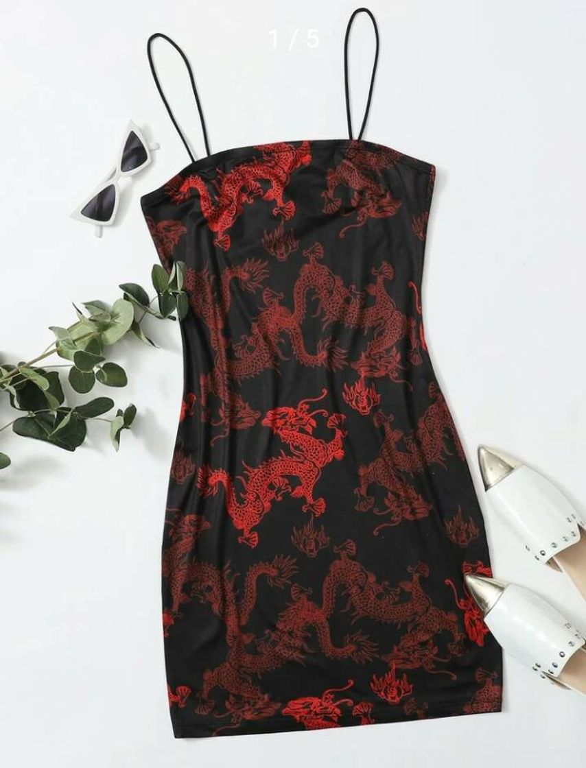 Fashion Dragon Print Bodycon Dress