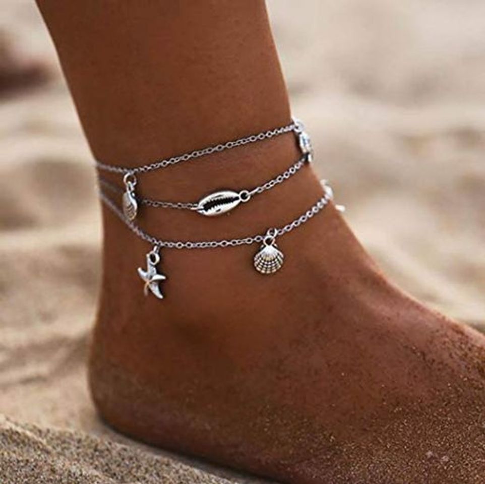 Producto Edary Boho Joyería Concha de Plata Capas estrellas de mar para el tobillo pulsera de tobillo del pie de playa para mujeres y niñas