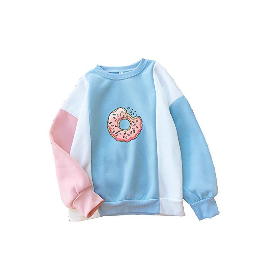 Moda Songqiang Sudadera De Mujer Harajuku Kawaii Donuts Impresión Cute Hoodies Patchwork Pastel