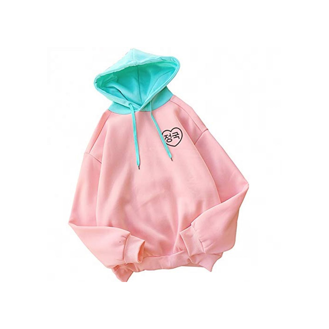 ZJSWCP Sudadera Sudaderas con Capucha Moleton Harajuku Cartas Coreanas Corazón Impreso Otoño