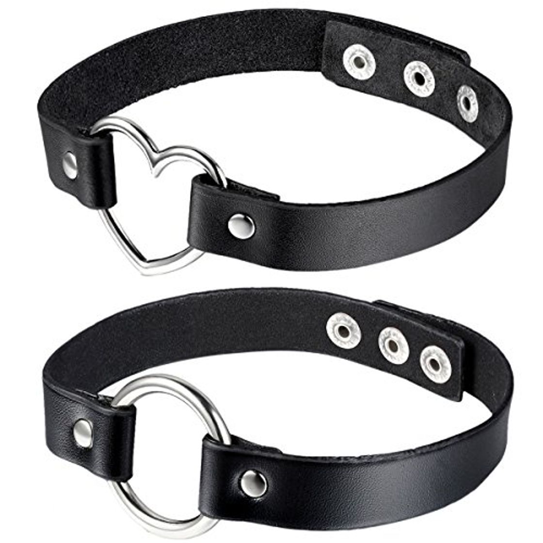 Social Choker Gargantilla Piel Juego de 2 Pcs Estilo Punk Rock Collar Cuero