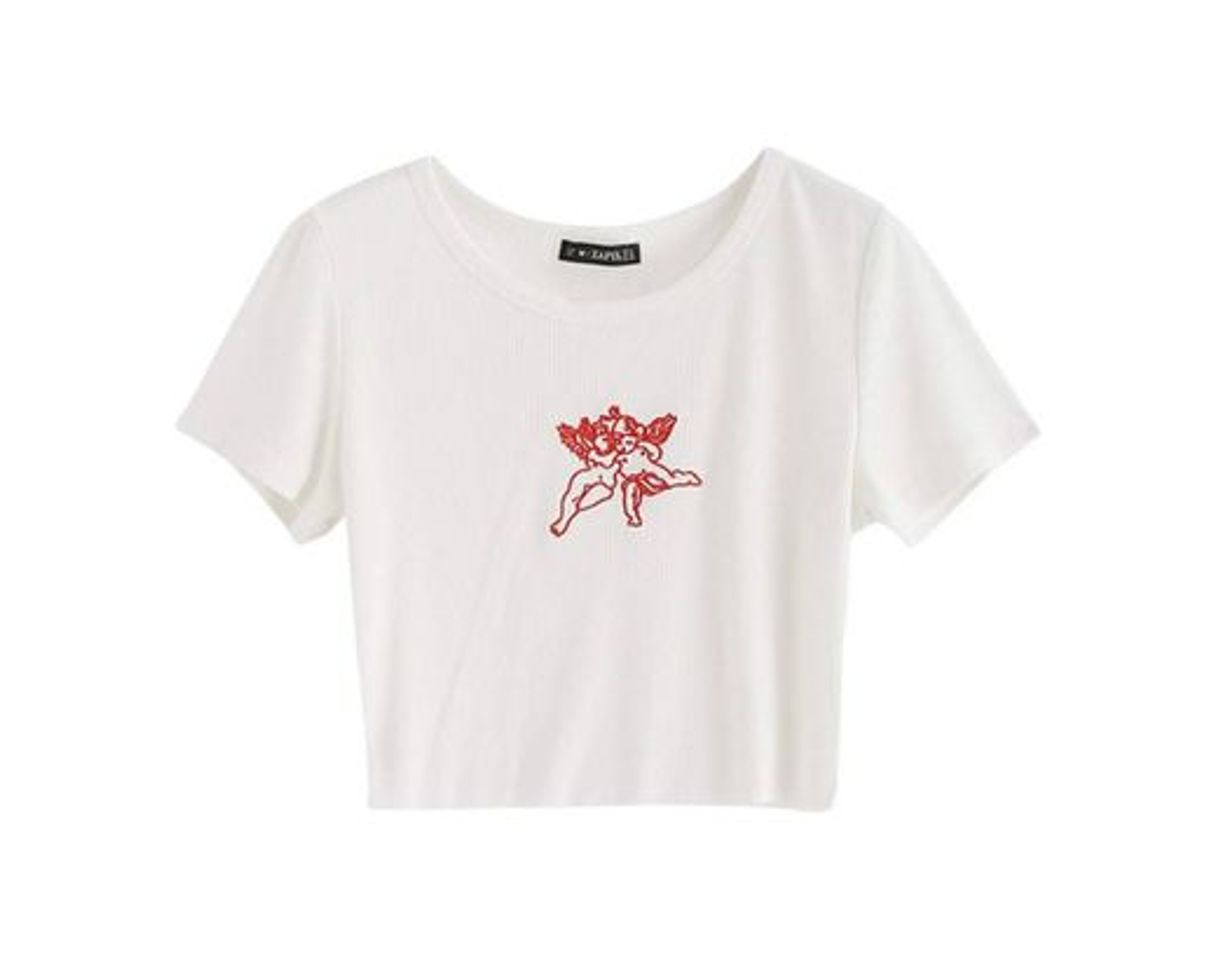 Fashion Zaful playera manga corta con cuello redondo de mujer