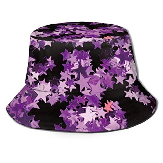 Sombrero de Cubo Sombrero de Cubo Unisex Gorra de Pescador de Verano de ala Ancha Sombrero de Sol Empacable de Moda Estrella púrpura