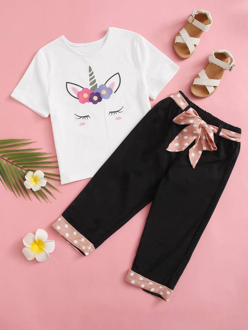 Social Conjunto dos piezas para niña cinta con dibujos animados