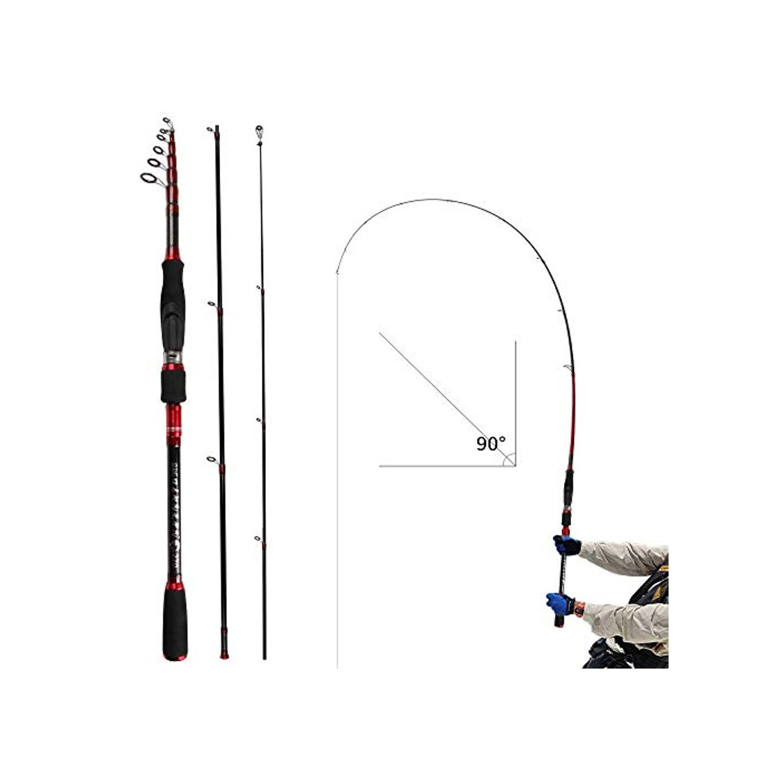 Product REAWOW Carbono Nutria Marina TelescóPica CañA De Pescar CañA De Pescar PortáTil De Fibra De Carbono Ultraligera CañA De Pescar En Alta Mar para La Pesca De Agua Dulce Y Salada