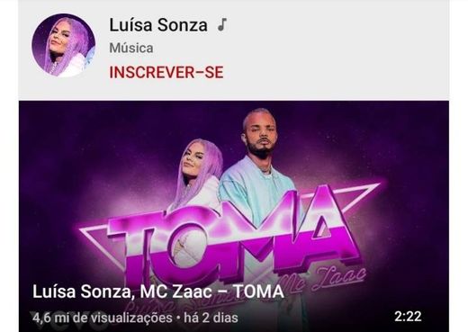 Luísa Sonza - ASSISTA MT #TOMA https://youtu.be/7Z6P1OuHpkI ...
