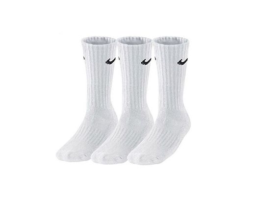 Nike 3Ppk Value Cotton Crew - Calcetines unisex, color blanco