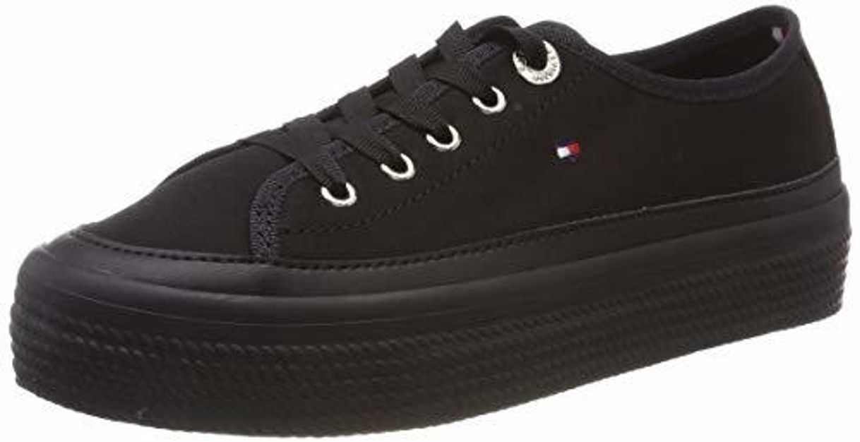 Social Tommy Hilfiger Corporate Flatform Sneaker, Zapatillas para Mujer, Negro