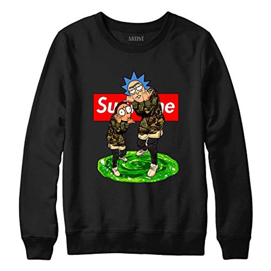 Social Artist Sudadera Rick e Morty Supreme – Unisex para hombre Negro M