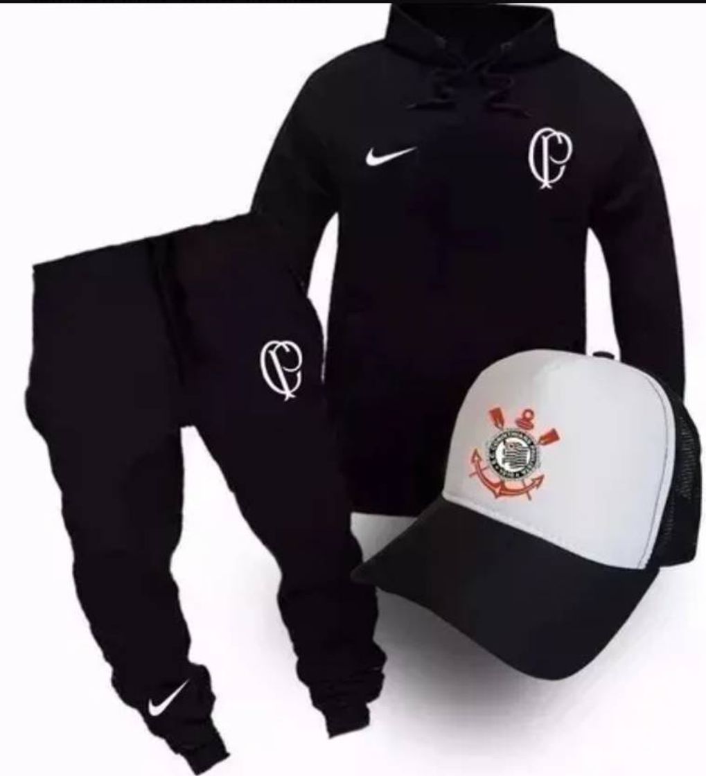 Fashion Kit Conjunto Blusa De Frio Corinthians Moletom Calça Boné!!