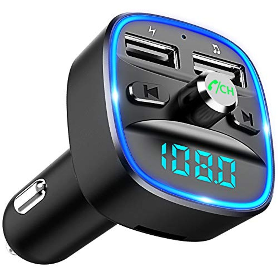 Product Cocoda Transmisor FM Bluetooth, [Luz de Anillo Azul] Manos Libres para Coche,