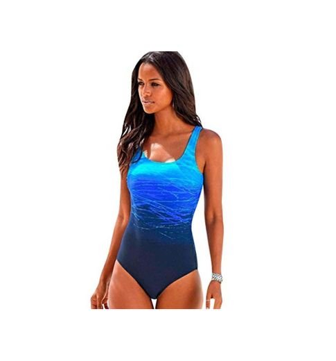 Bañador Vientre Plano Bandeau Traje de Baño Mujer Una Pieza Mujer Playa Natacion Bikinis con Relleno para Gorditas Monokini Bikini Triangulo Señora Trajes de Baño Enteros Deportivo Azul XL