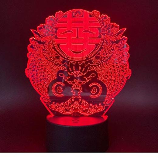 Lámpara 3D Hibiscus Chinese Wedding Mejor Regalo Para Amantes Sensor Táctil Personalizado Para La Decoración De La Cama Lámpara De Luz Nocturna Led