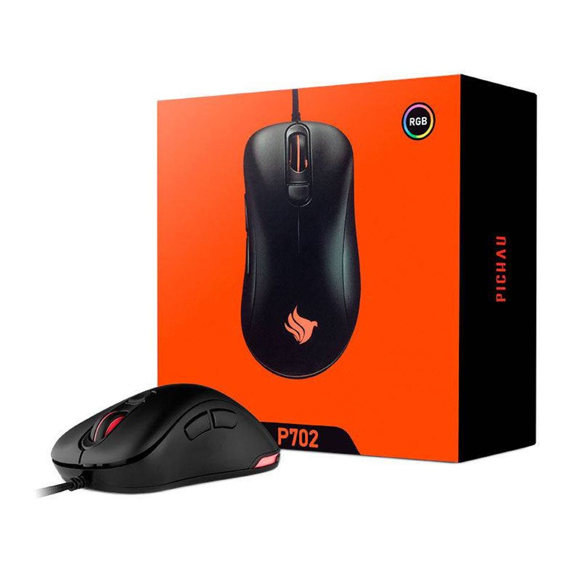 Social Mouse Gamer Pichau P702 RGB 12000DPI Preto, PGM-P702-RGB

