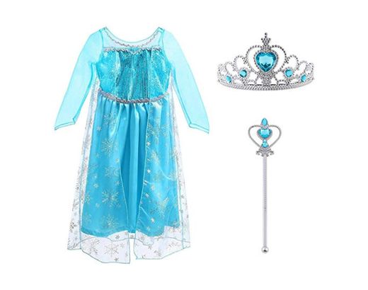 Vicloon - Disfraz de Princesa Elsa - Reino de Hielo - Vestido