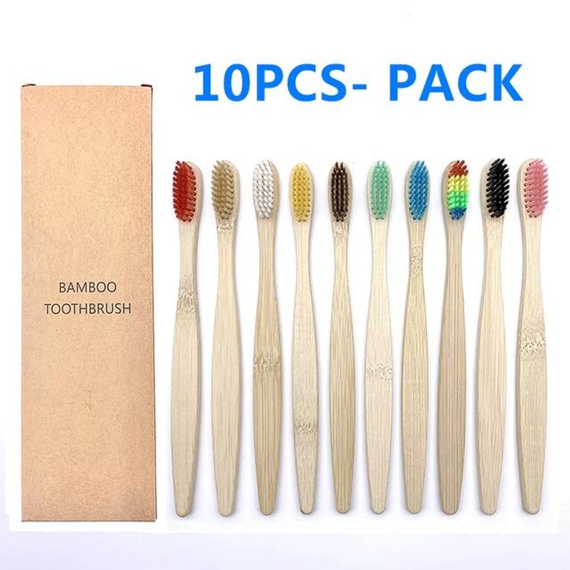 Moda Bamboo toothbrushes - 10pcs - Pack 