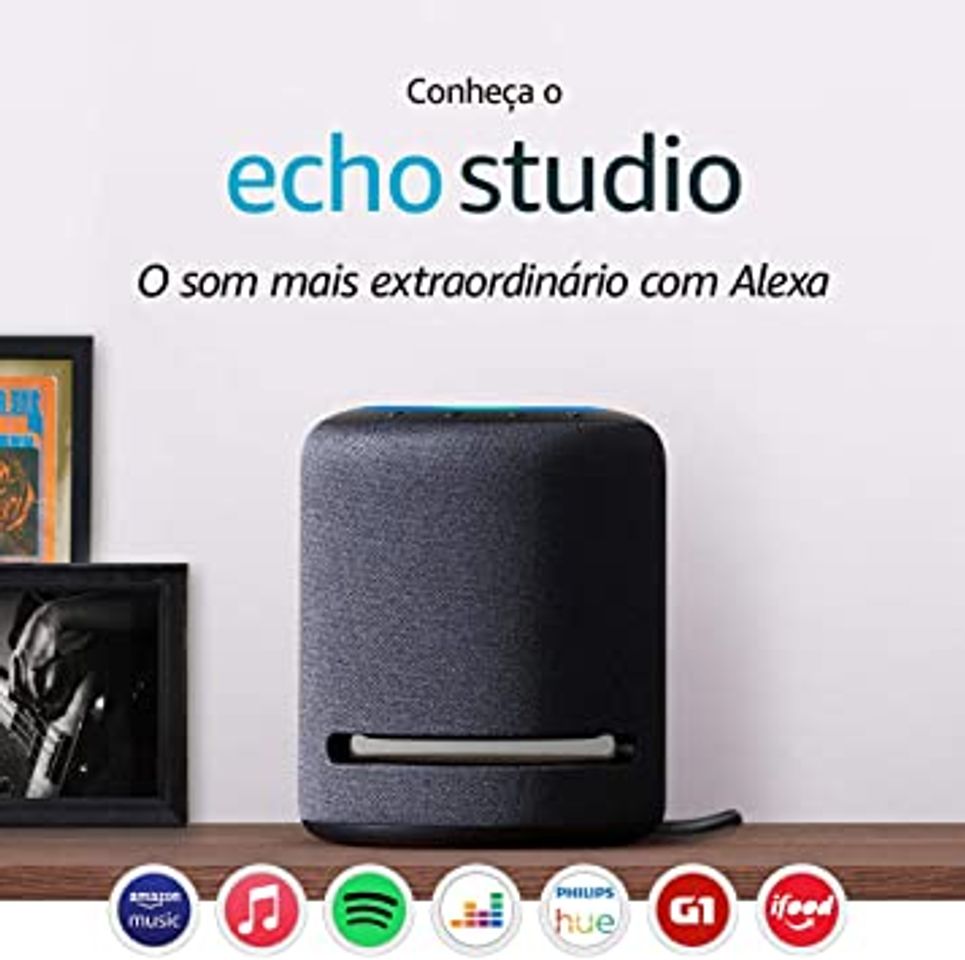 Moda Echo Studio Smart Speaker com áudio de alta fidelidade Alexa