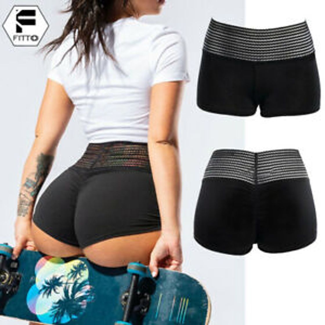 Fashion Pantalones cortos de running para mujer Pantalones cortos de yoga de fitness