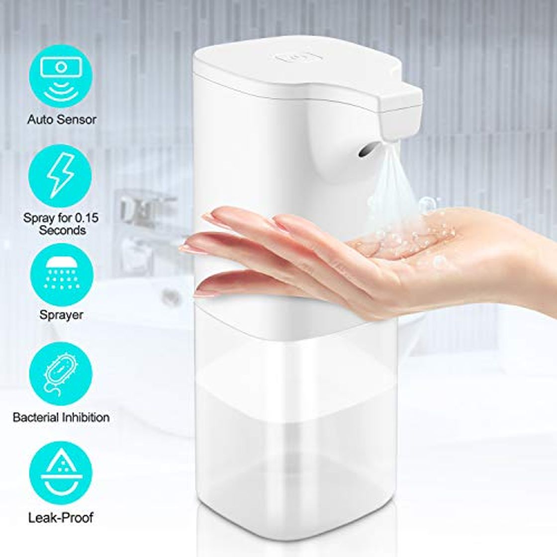 Social GEEMAI Dispensador Automático de Alcoholsin Dispensador Automático de Alcohol con Sensor, para