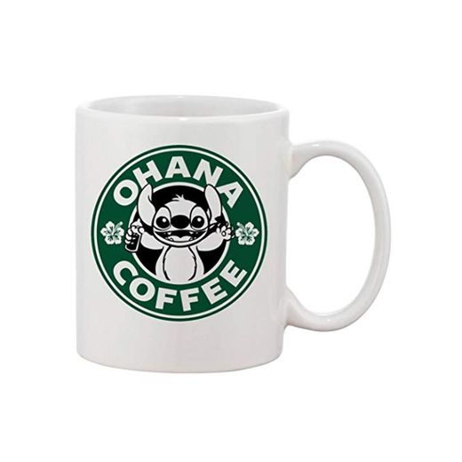 Ohana Coffee Lilo and Stitch Mug Cup Two Sides 11 Oz Ceramics