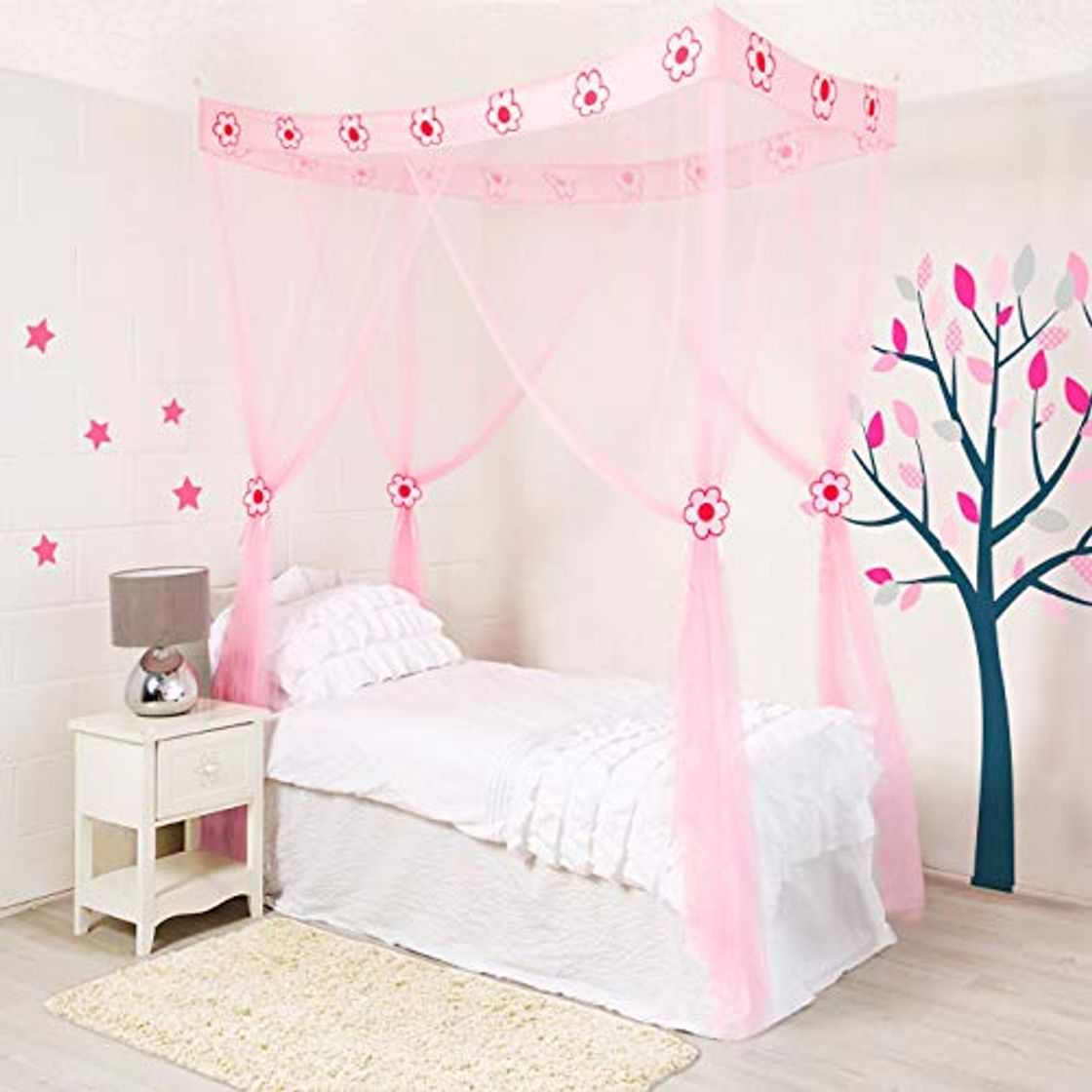 Product Mosquito Nets 4 U Ltd Niños Princesa Flor Cama con Dosel con Bolsa de Regalo