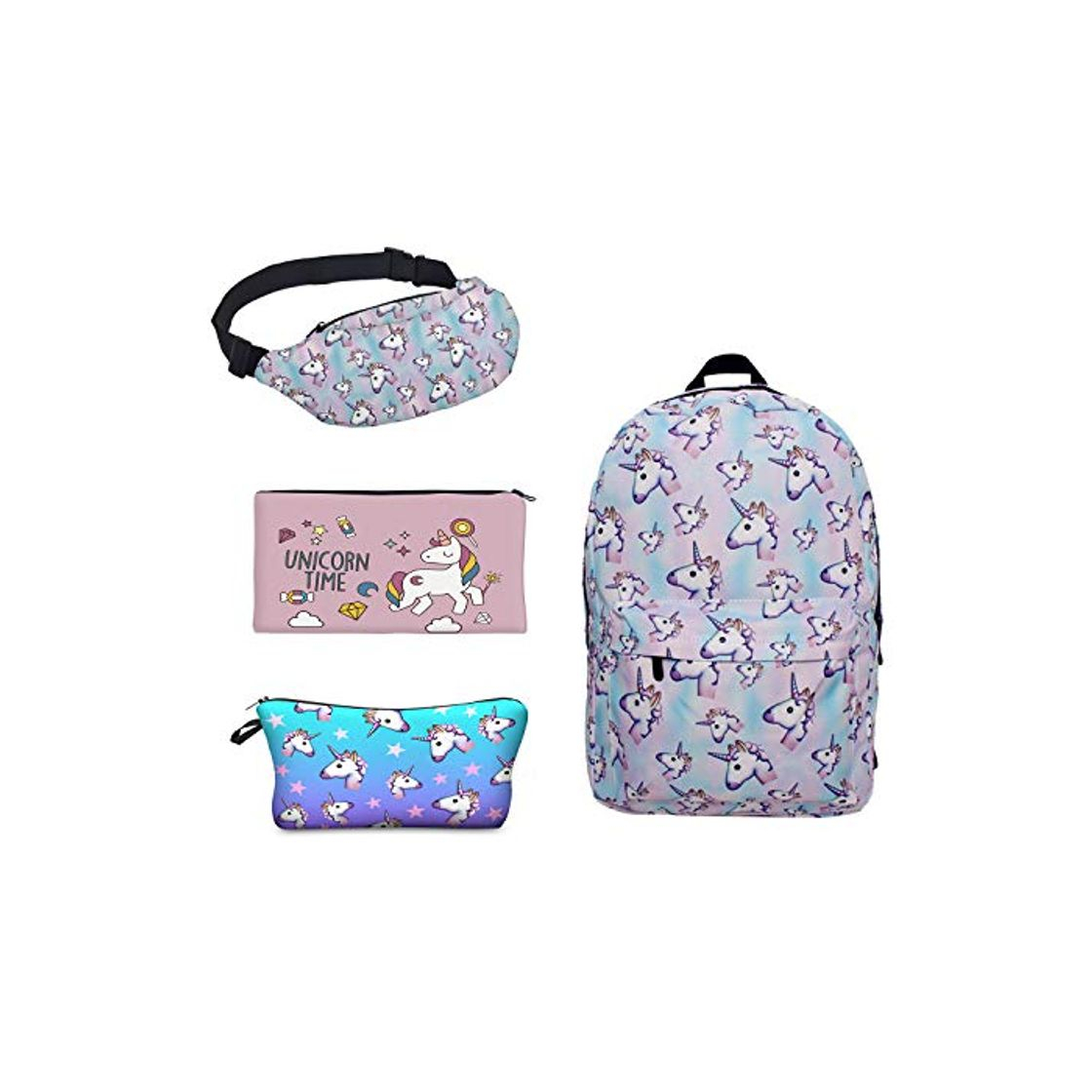 Fashion Leah's fashion Impresión Unicornio Mochila de Lona Con Cremallera Mochilas Escolares Bolsa de Hombro Bolsa Unicornio para Niñas niños Adolescentes Jóvenes