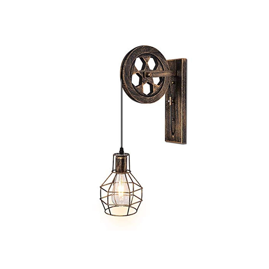 Producto 1 Luminaria Industrial Retro Hierro Apliques Loft Polea Lámpara de pared Características para iluminación interior