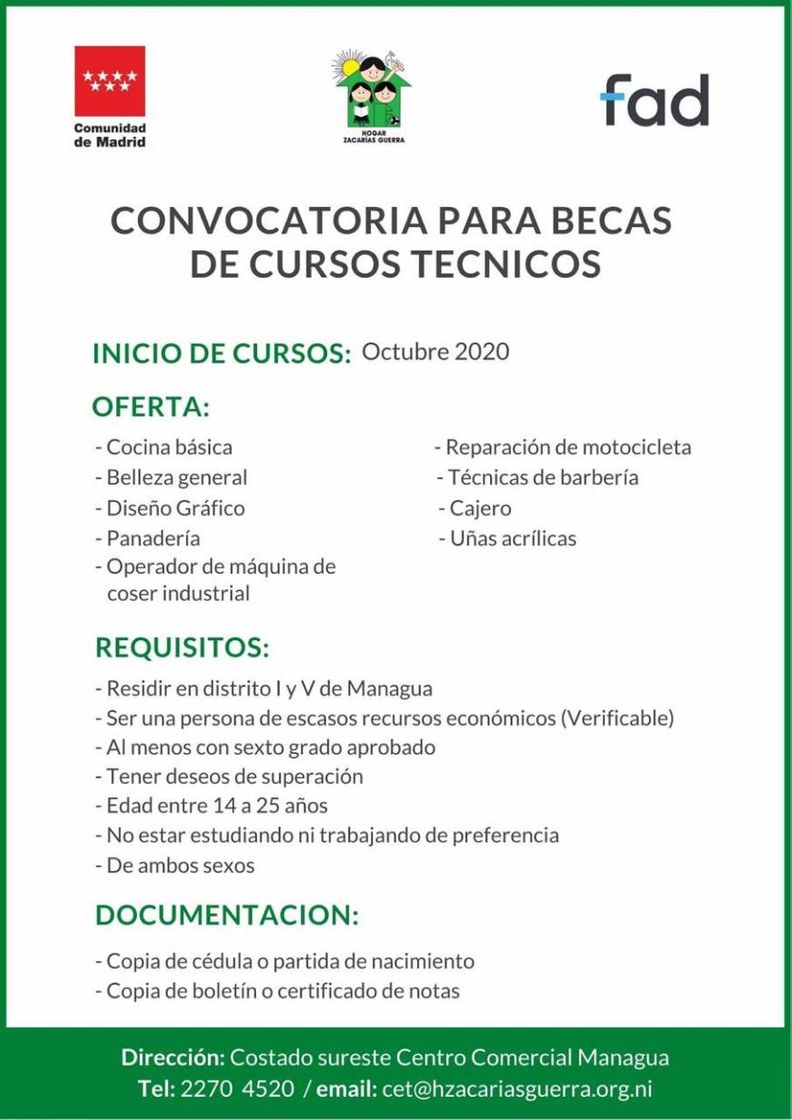 Fashion Becas de cursos técnicos