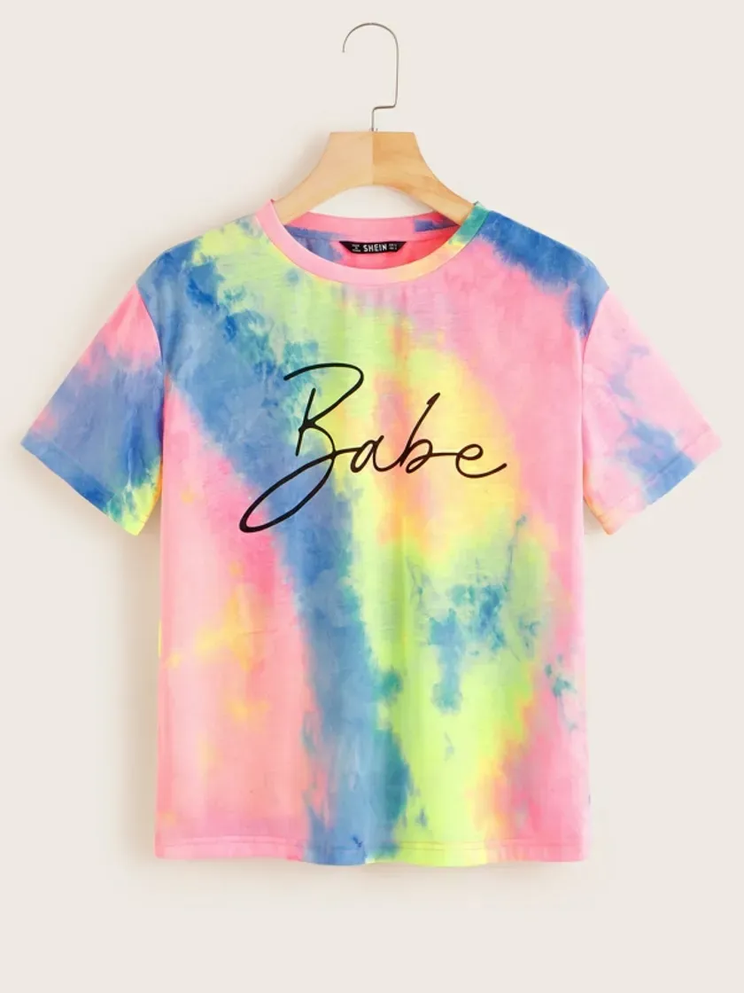 Fashion Letter Graphic Tie Dye Tee | SHEIN USA