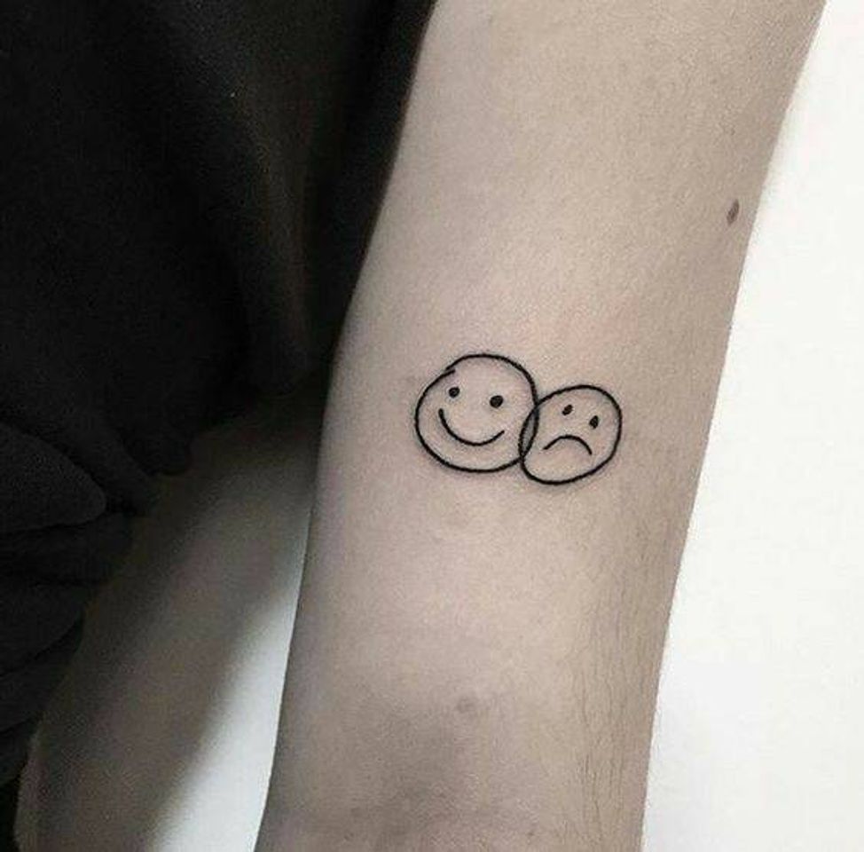 Fashion Tatuagem happy and sad face :(: